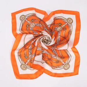 2/$30 NEW Cream Orange Gold Nautical Antique Gold Baroque Print Fashion Scarf